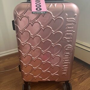 Juicy Couture Heart Carry On Rose Gold Luggage Hard Cover Suitcase